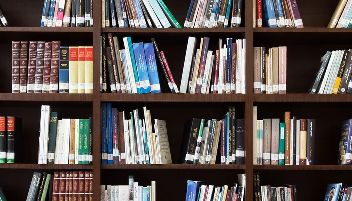 Bibliotheksregal gefüllt mit Büchern