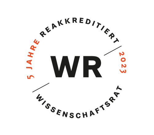 Logo des Wissenschaftsrats mit Hinweis auf 3 Jahre Akkreditierung