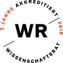 Logo des Wissenschaftsrats mit Hinweis auf 3 Jahre Akkreditierung
